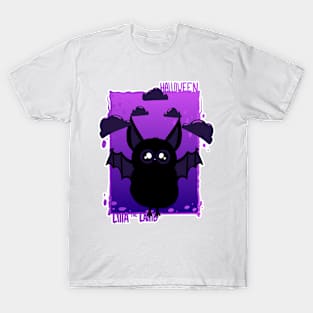 Black Halloween Bat  | Purple Clouds | Lilla The Lamb T-Shirt